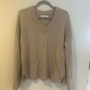 LOFT V-Neck Sweater - Warm Beige